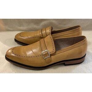 Franco Vanucci Mustard Gold Monk Strap Men's Dress Shoes Loafers Size 10.5 EUC